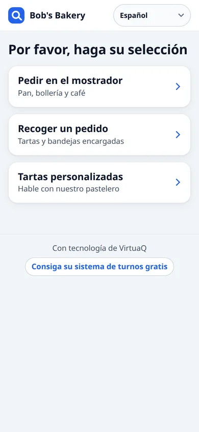 The customer’s phone screen in Español