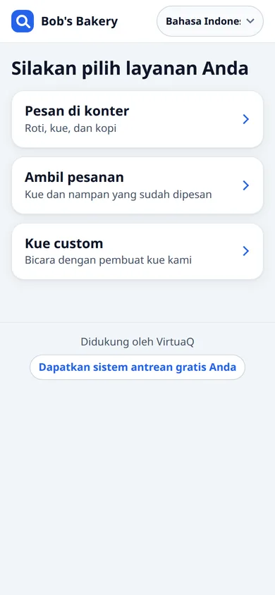 The customer’s phone screen in Bahasa Indonesia